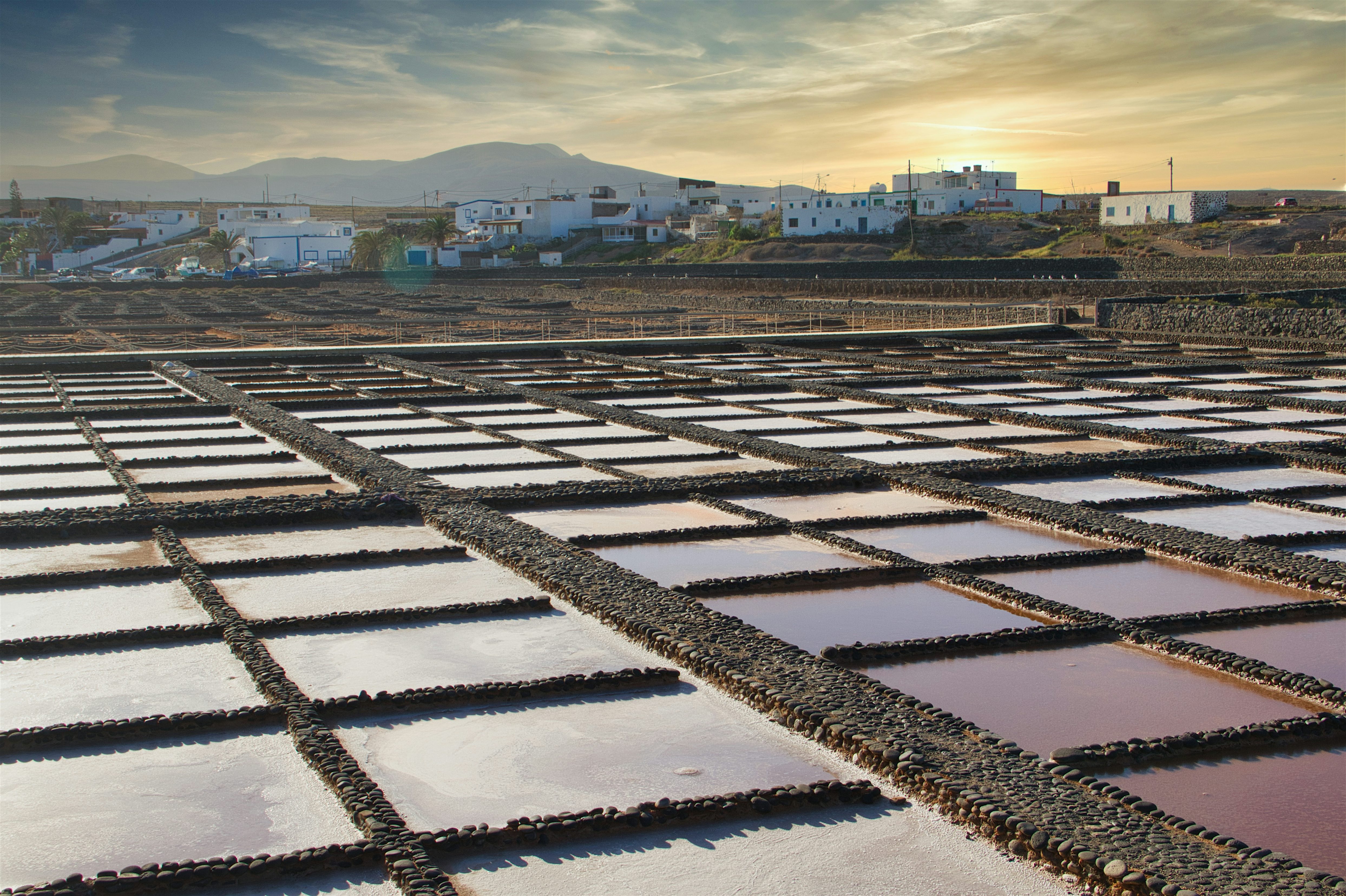 Salinas del Carmen salt pans at sunset