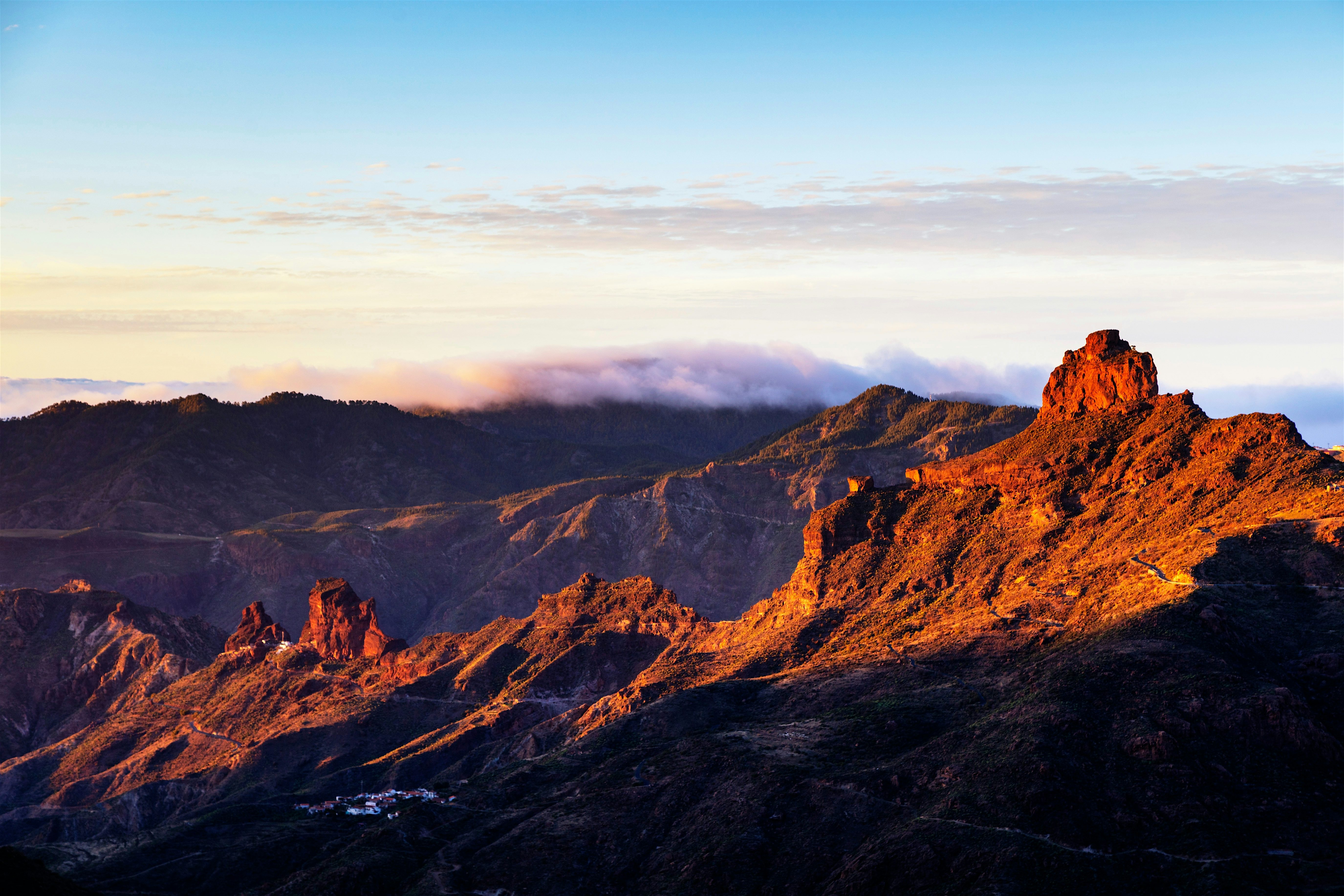 Roque Bentayga and Roque Nublo volcanic rock formations