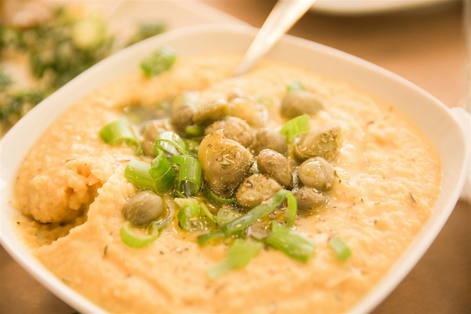 Up close shot of hummus