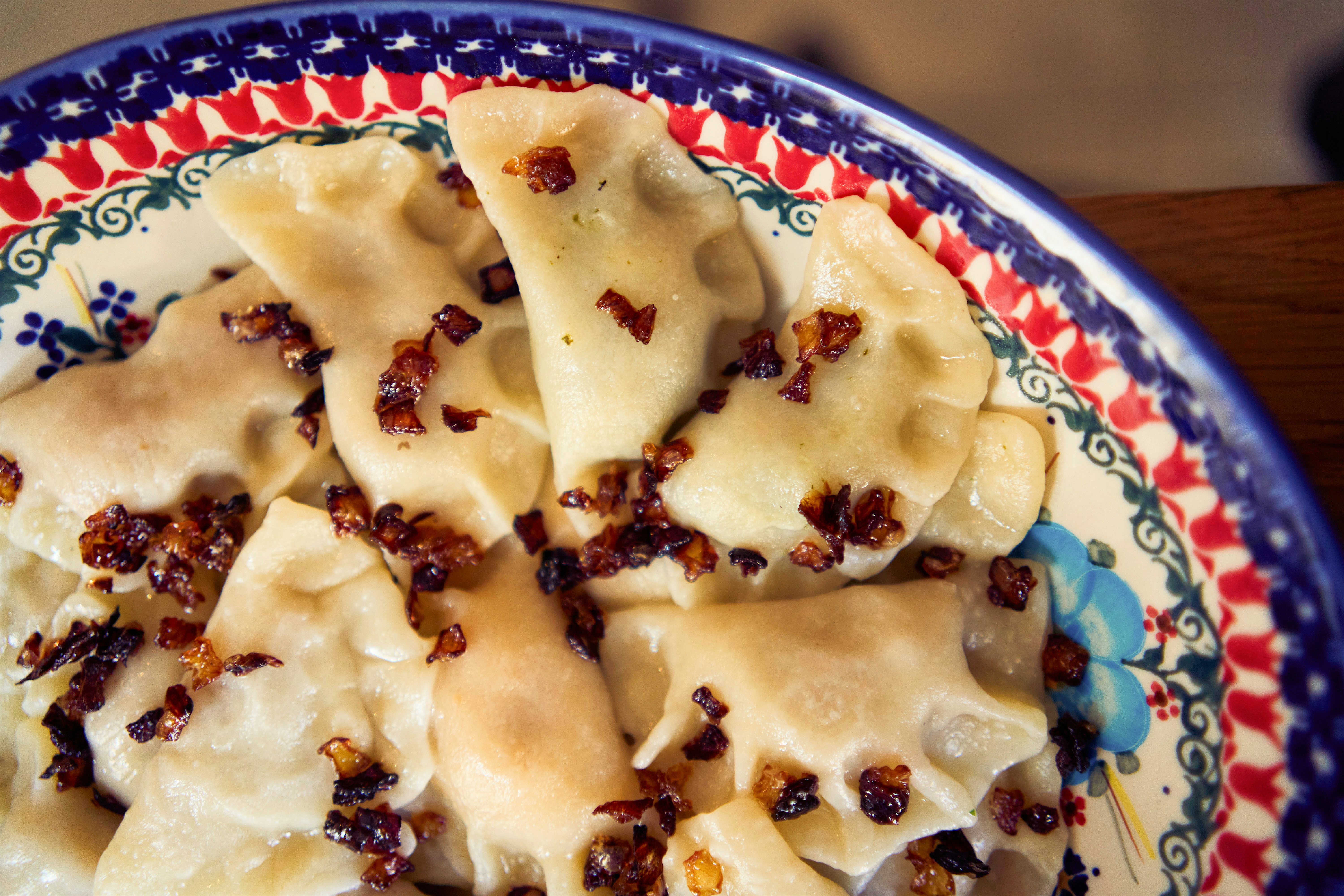 Close up of Pierogis