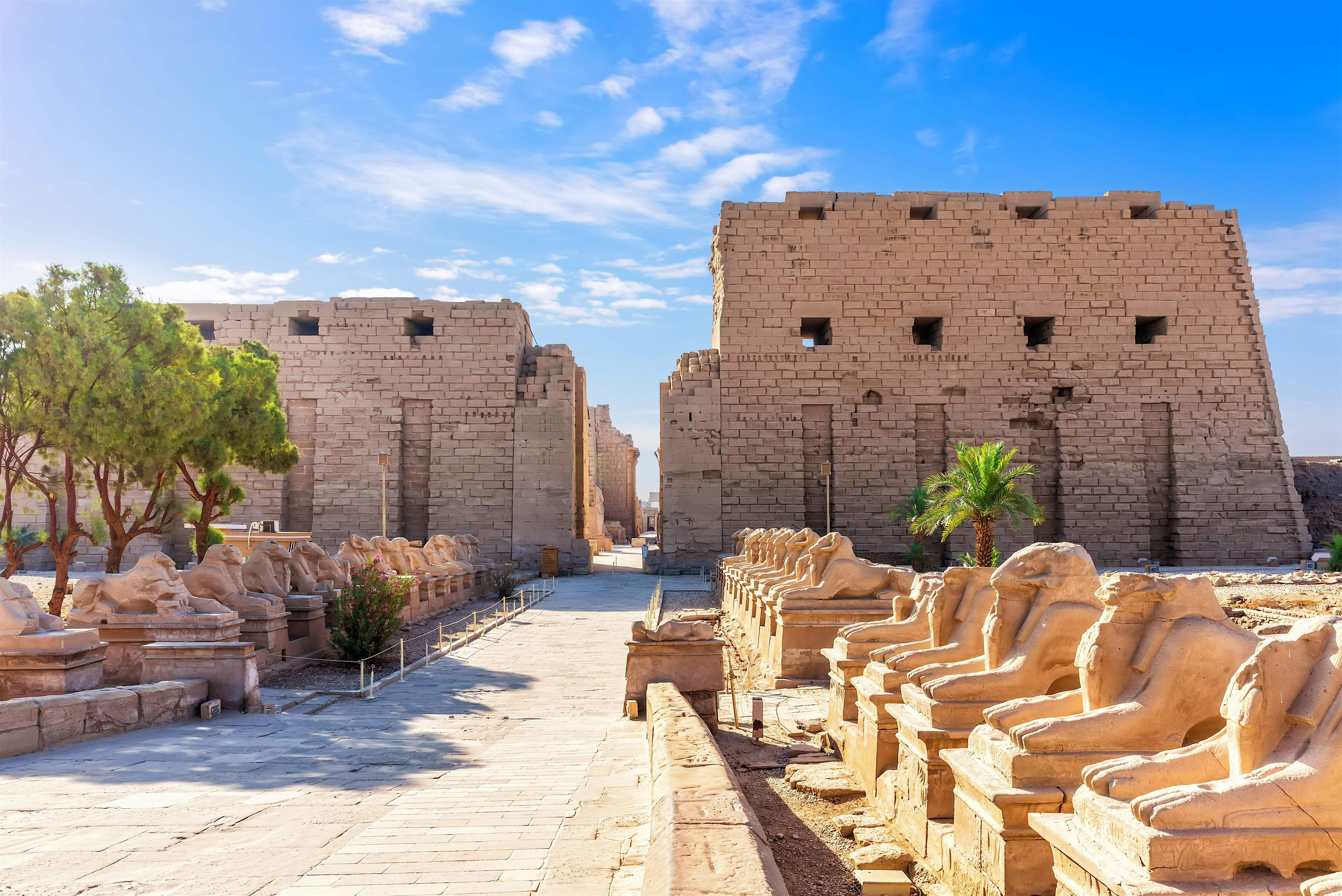 Avenue of Sphinxes by the Karnak Temple entrance, Luxor, Egypt.