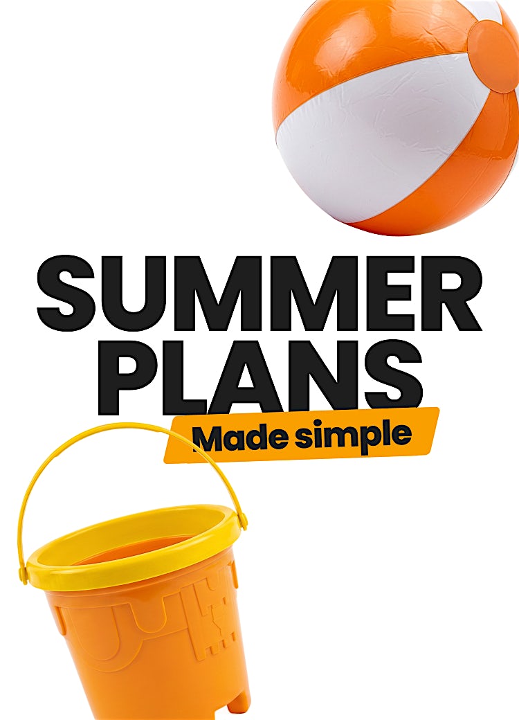 Orange beach ball & sandcastle bucket