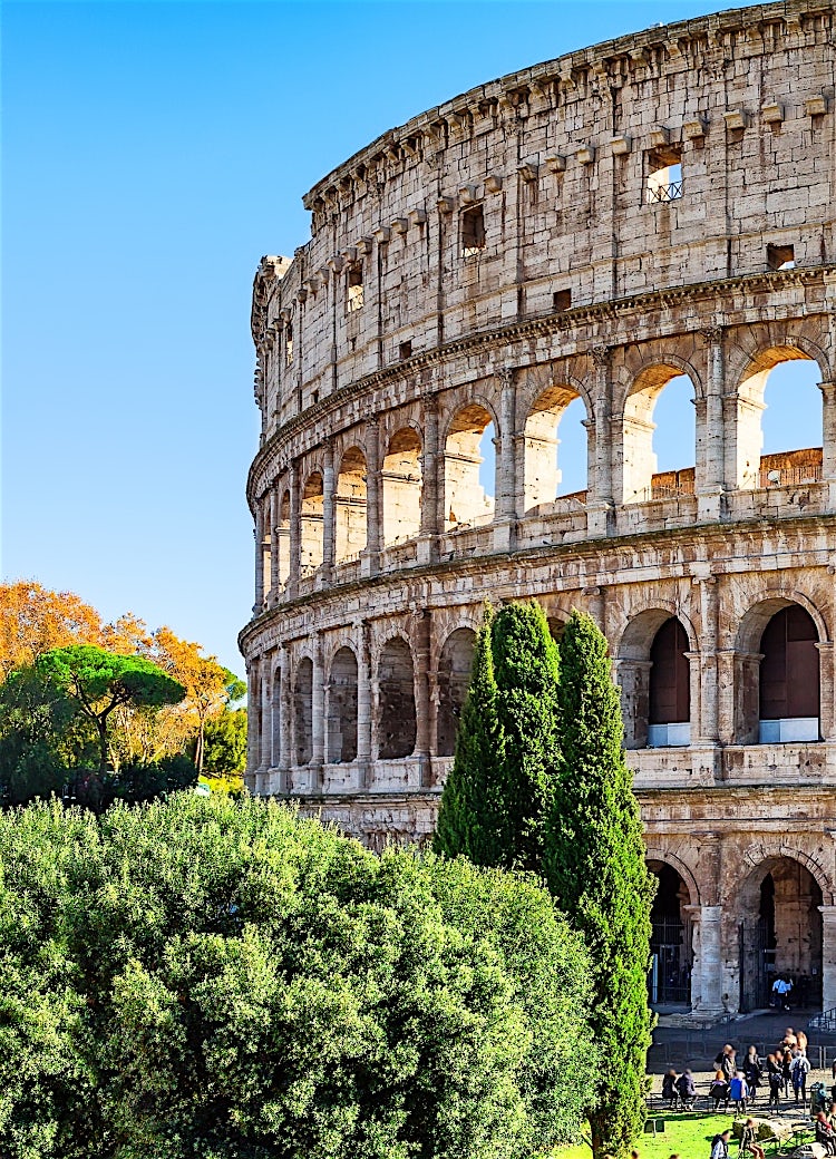 Rome Colosseum, Italy, showcasing iconic ancient Roman arches, historic stone architecture, and world-famous UNESCO landmark.