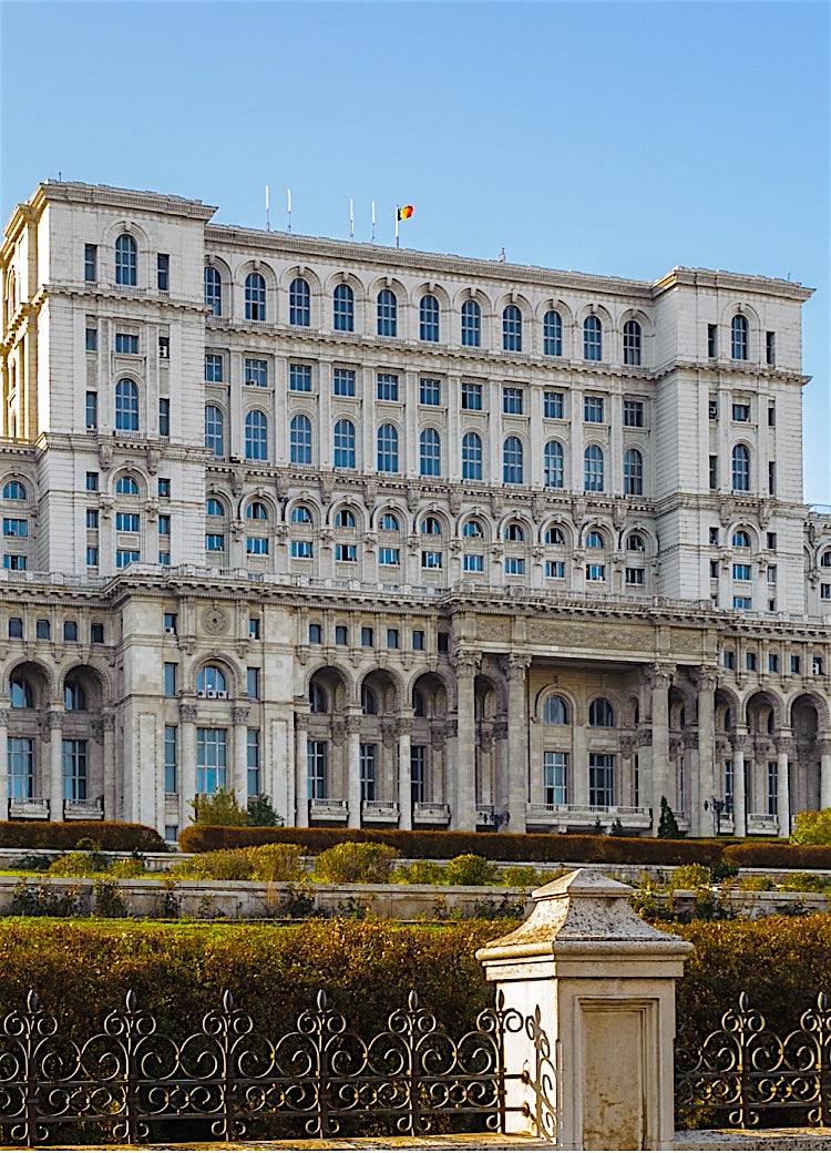 Palace of the Parliament in Bucharest, Romania, showcasing monumental neoclassical architecture, grand façades and one of Europe’s most iconic government buildings.